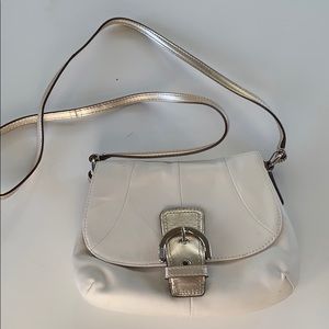Coach-Cream/pewter small leather shoulder bag